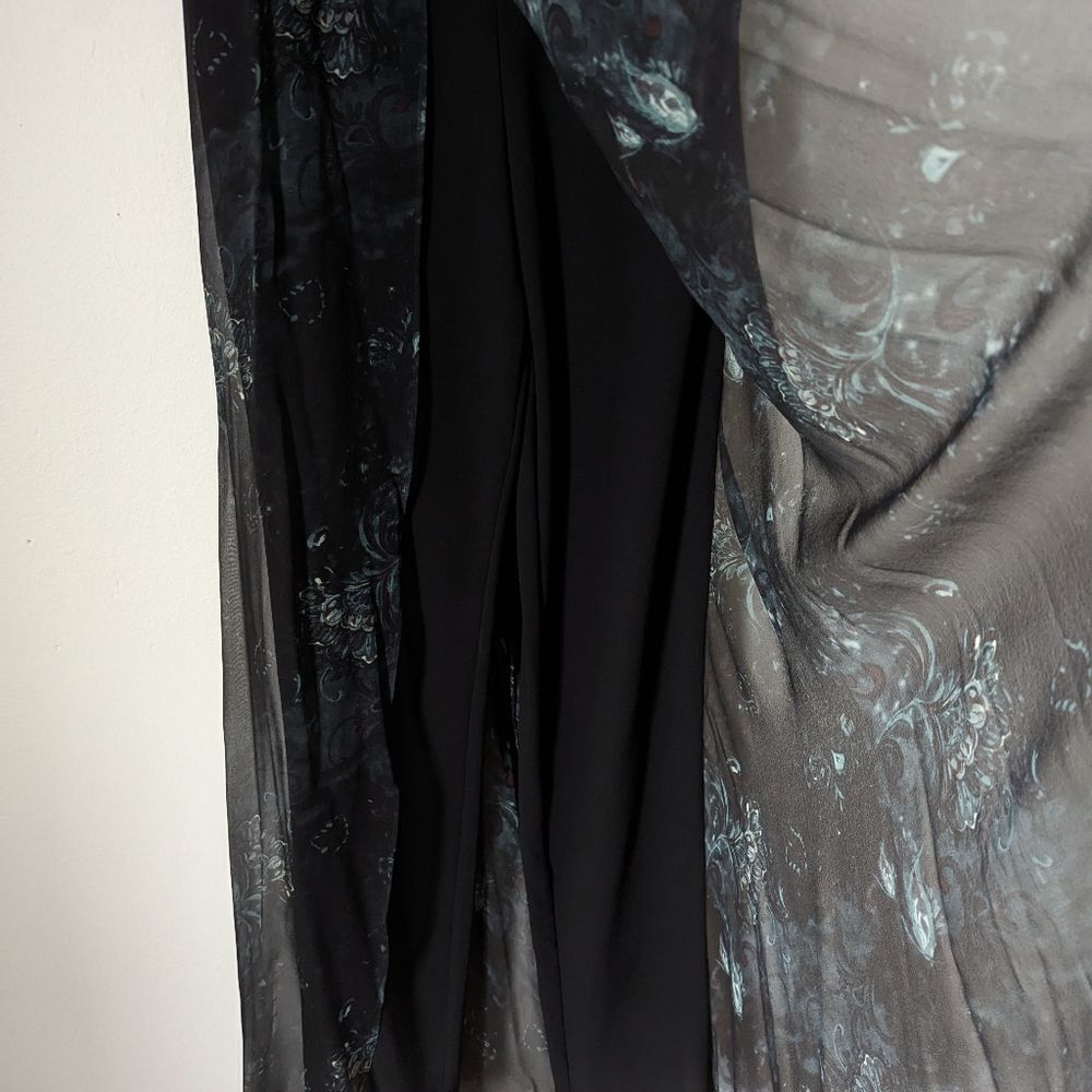 Haute Hippie black teal abstract Ginnie sheer silk strapless corset jumpsuit - Picture 3 of 8